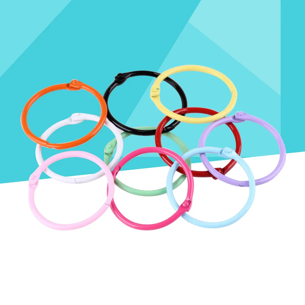 24 stuks metalen losse bladringen kleurrijke sleutelhanger voor scrapbooking fotoclips memo-archivering diverse kleuren
