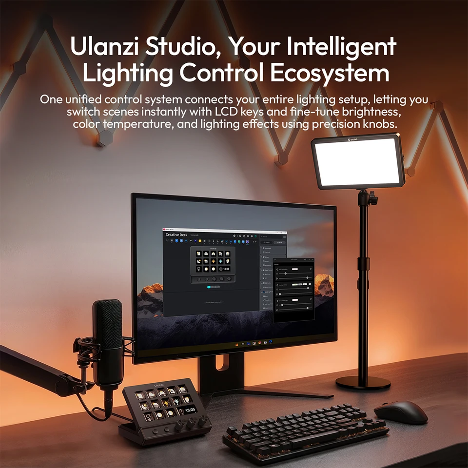 ULANZI D200X Stream Controller with 3 Knobs, 14 Customizable LCD