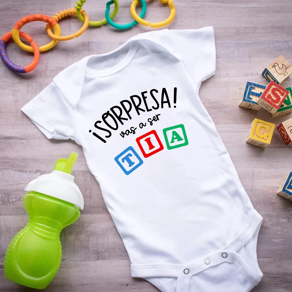 Surpresa que estás va ser una tía, Body estampado para bebé, anuncio de embarazo, ropa para recién nacido, mono infantil de manga corta