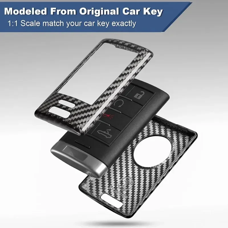 Chevrolet c7 2014-2019,cadillac,ats cts,dts,xts,srx sts用のスマートカーボンファイバーキーケース