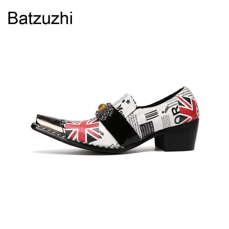 Batzuzhi 6CM Heels Men's Leather Dress Shoes Slip on Personality Formal Leather Business, Party Wedding Shoes for Man! US6-12