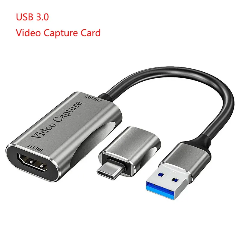 Video Capture Card Audio 3.0 ke HDMI, kompatibel dengan USB ke HDMI, perangkat 4K 60fps untuk OBS siaran langsung rekaman placa de captura
