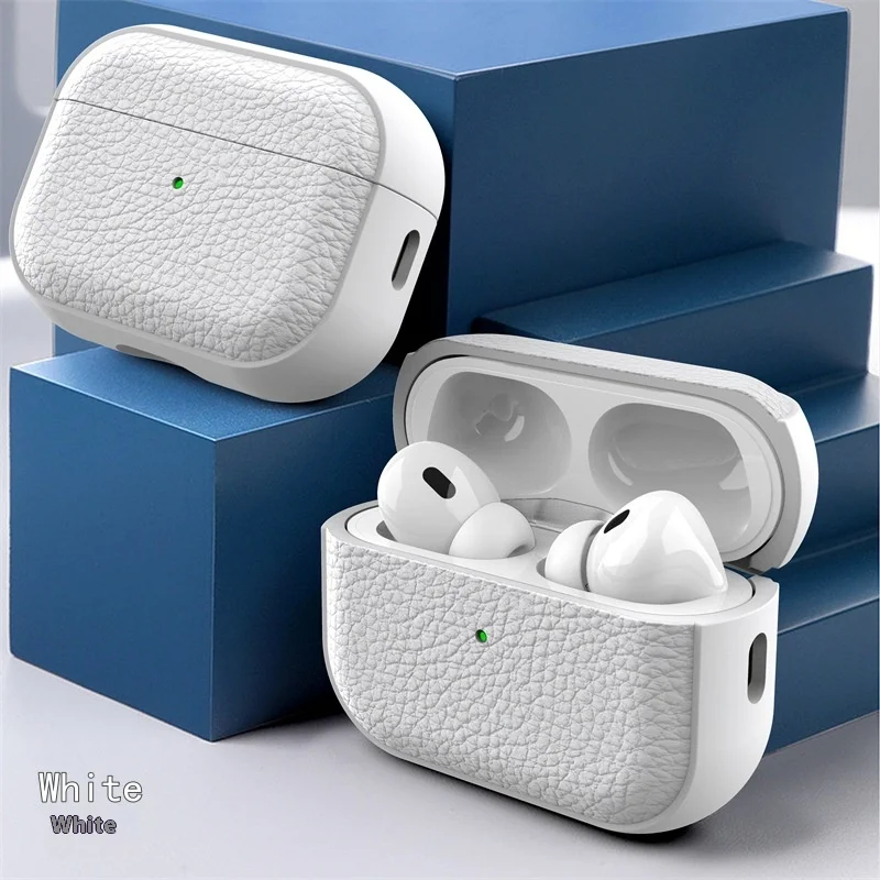 Чехол для Airpods Pro3, роскошный кожаный деловой чехол для наушников из личи с ремешком-крючком, чехол для наушников Apple AirPods 4 3 2 1 Pro