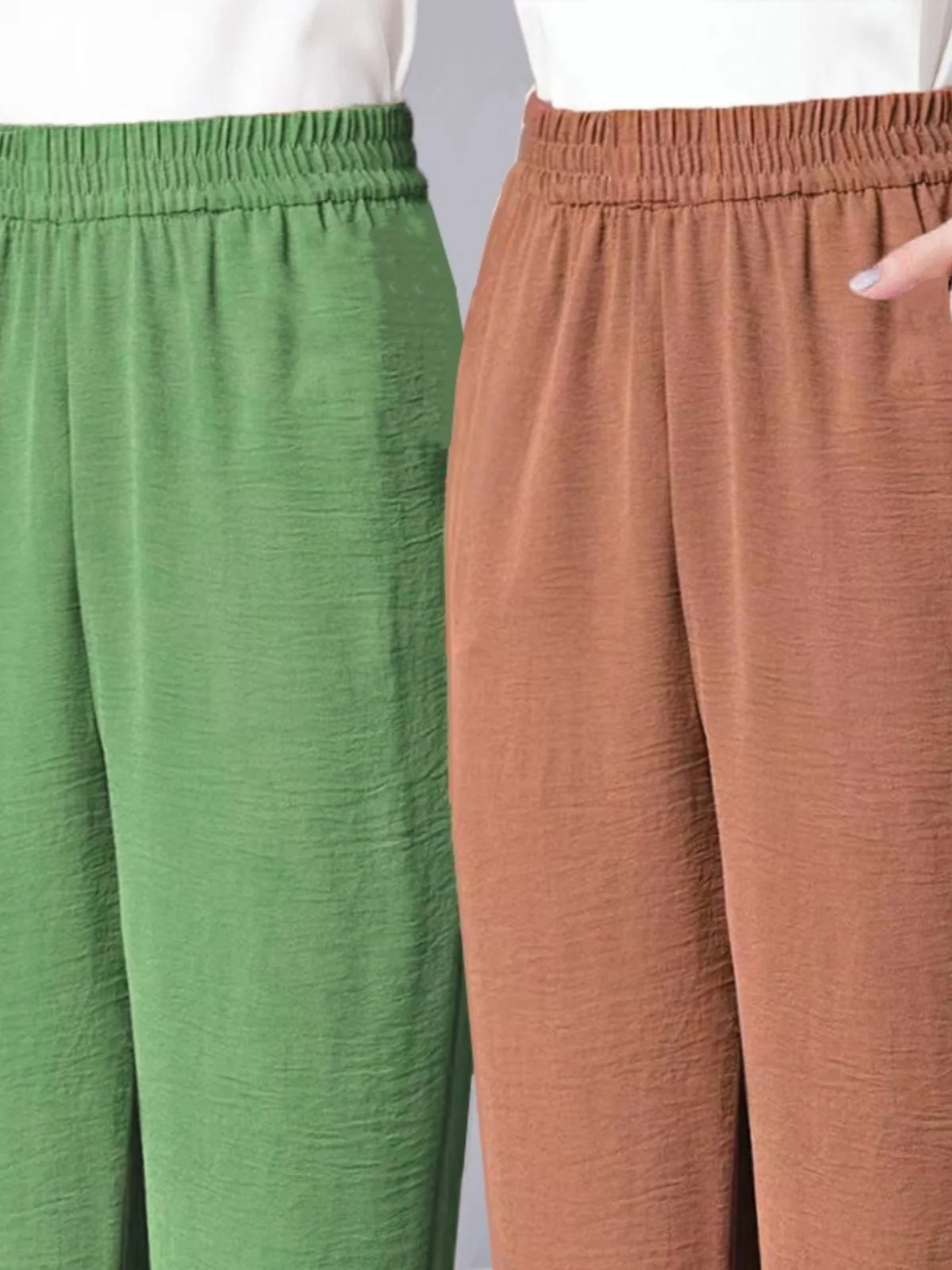 Dames taille haute glace soie chanvre mince jambe droite pantalons décontractés Harlan Sle neuf points pantalon d'été couleur Pure tenue décontracté