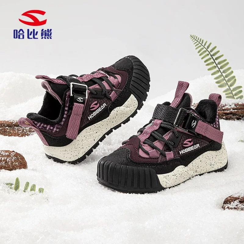 2024 Winter New Boys' Sports Shoes Velvet Insulated Girls' Sports Shoes  With Fur Walking Shoes Girls Leather Kid Casual Shoe