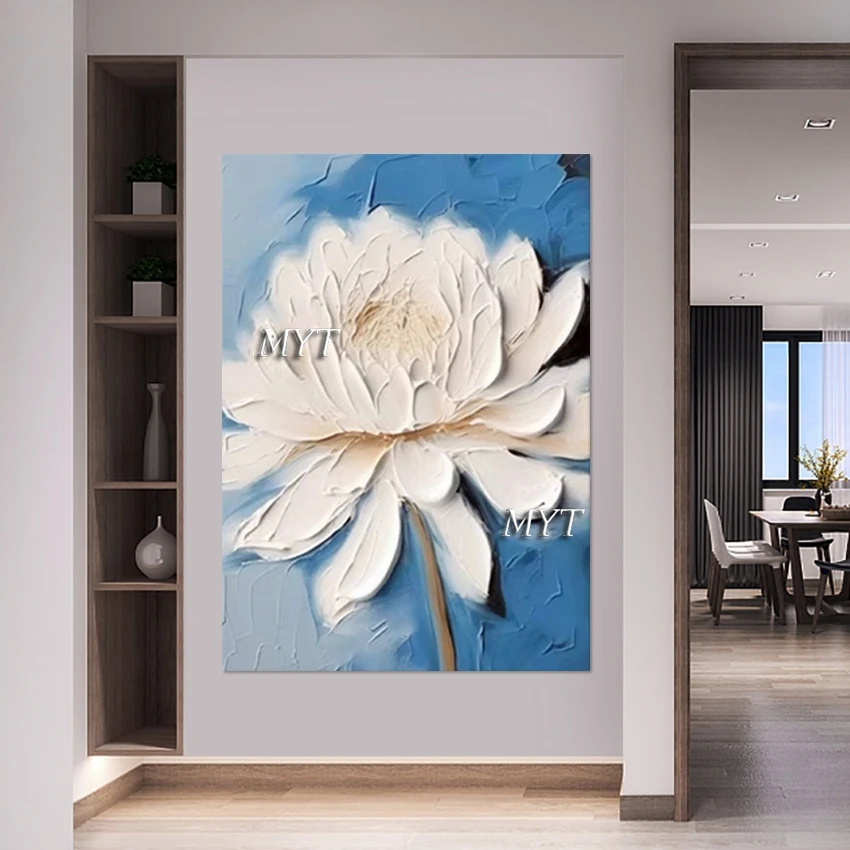 Large Size Modern Flower Oil Paintings, Abstract Textured Artwork, Baby Room Decor, Frameless, Canvas Picture, Art Floral Wall