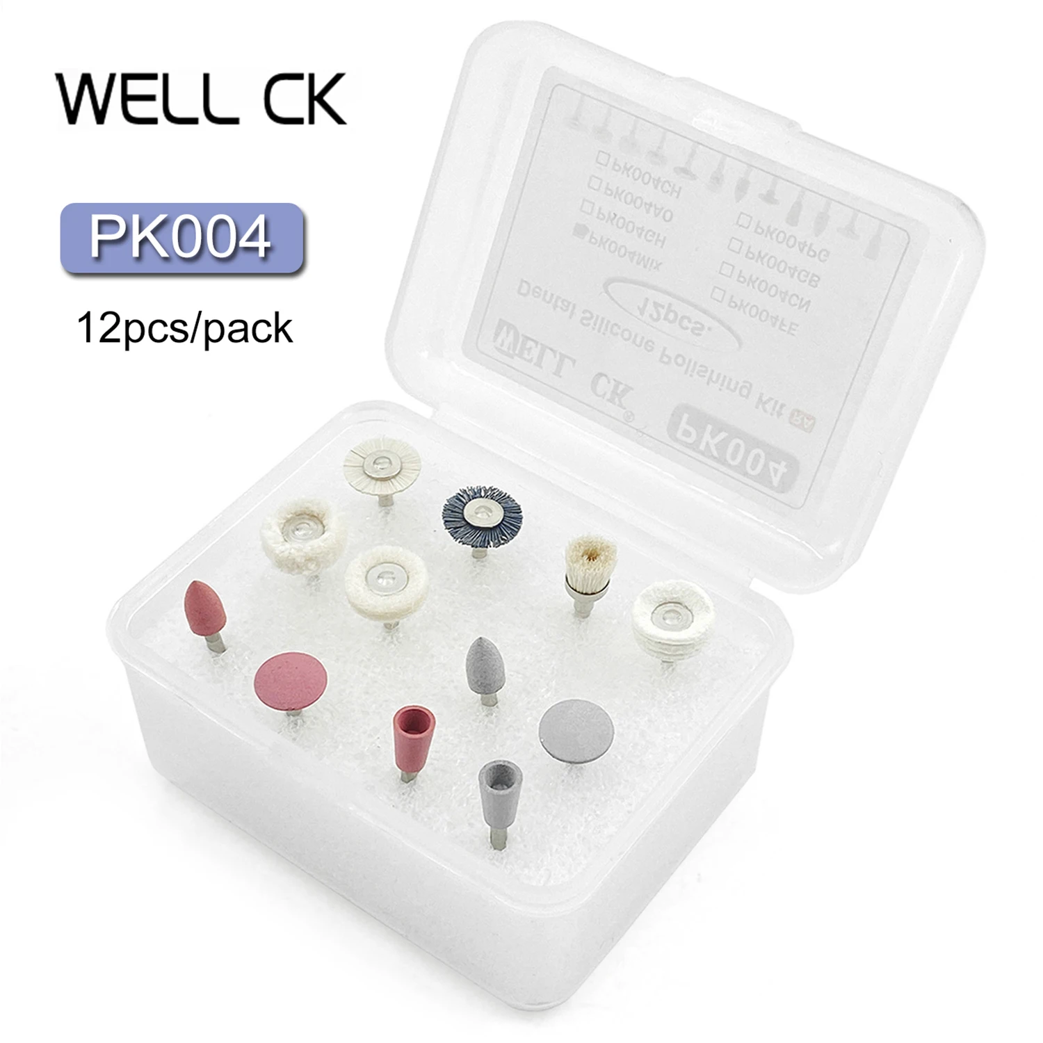 12pcs/Box WELL CK Dental Polisher Kit PK004 For Low-Speed Handpiece Dental Composite Kit Dentistry Porcelain Natural Teeth