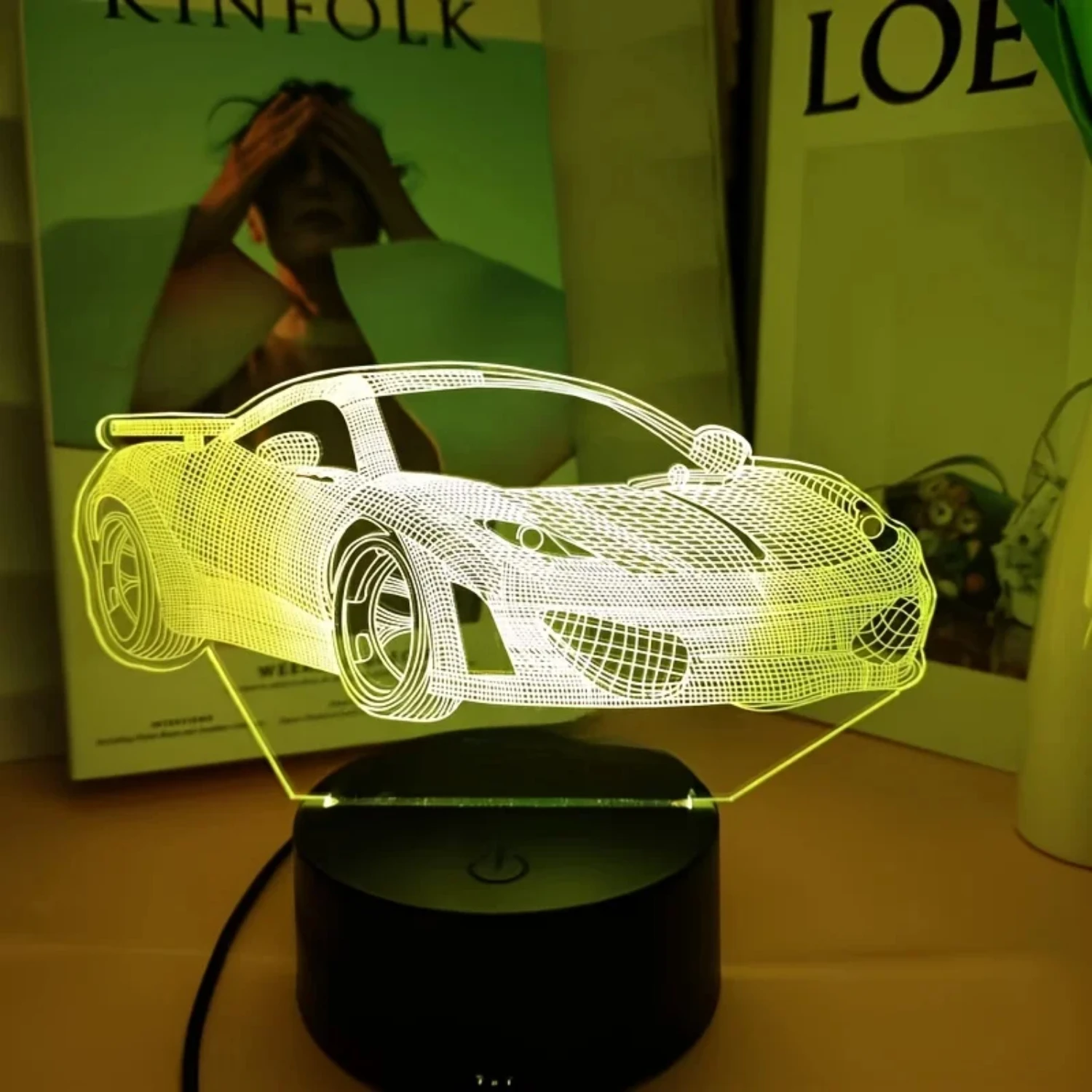 New Stunning 3D Optical Illusion Night Light - Unique Car Lovers Gift - 7-Color Changing Ambient Light - Bedroom Decor - 1pc