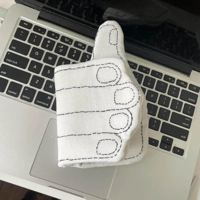 1Pcs Fun Thumbs Up M5 Hand Shaped Loose Leaf Notebook, Handmade Fabric Notebook, Funny Student Diary Notebook