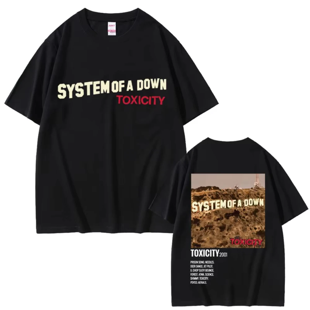 

Alternative Metal Rock Band System of A Down Toxicity Album Graphic T-shirt Men's Women Oversized Casual Cotton Vintage T-shirts