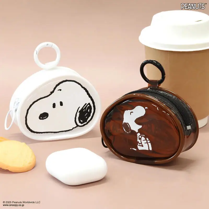 Snoopy Portable Pvc Earphone Bag Small Items Storage Bag Student Printed Coin Purse Bag Pendant Mini Organizer Pouch Daily Gift