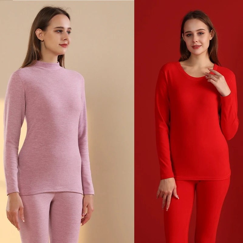 

Autumn Winter New Woman‘s Cashmere Silk Soft Comfortable Warm Underwear with Thickened Plush Set for Men Women Thermal Clothing