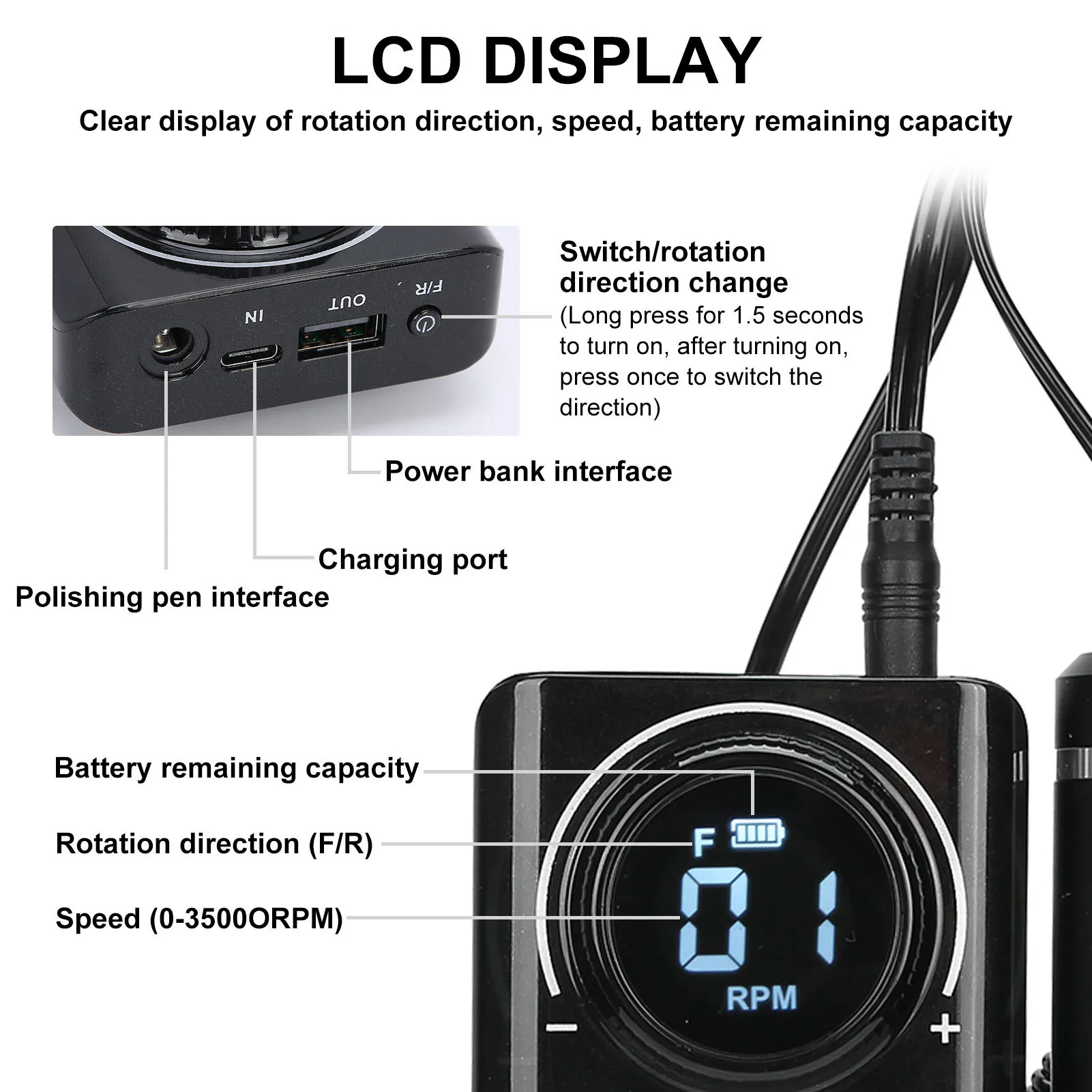 35000 دورة في الدقيقة قابلة للشحن الكهربائية مسمار الحفر القلم آلة المحمولة مسمار طحن الملمع الكهربائية مسمار تلميع القلم طلاء الأظافر