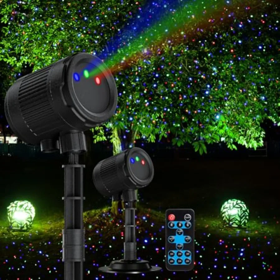

Laser Christmas Projector Lights Outdoor, 3 Color Laser Light Star Projector, Firefly Lights Show with RF Remote, Waterproof, I