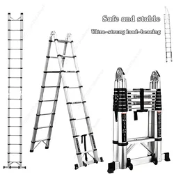 Stainless Steel Telescopic Ladder Multi Home Use Herringbone Ladder Portable Folding Ladder Bamboo Ladder Lifting Step Ladder