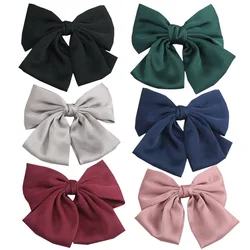Elegant Double Bow Hair Clip Silk Like Hair Pin Retro Headbands with Clips Female Ponytail Clips Fashion Hair Accessories Girls
