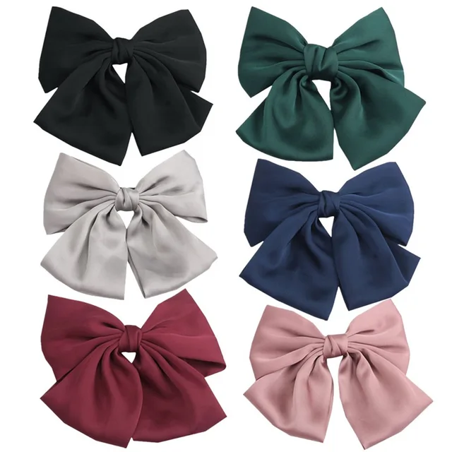 Elegancka spinka do włosów z podwójną kokardą Jedwabna spinka do włosów Retro Opaski na głowę z klipsami Kobiece spinki do kucyka Modne akcesoria do włosów Dziewczyny