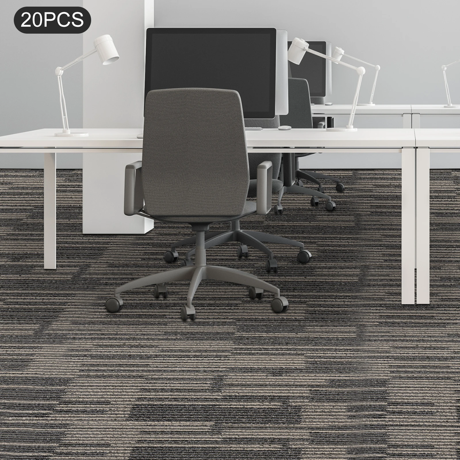 

20PCS Dark Grey Square Carpet Tiles, 20x20In Interlocking Floor Mats, 5.5mm Thick Washable & Durable Carpet for Office, Gym Use