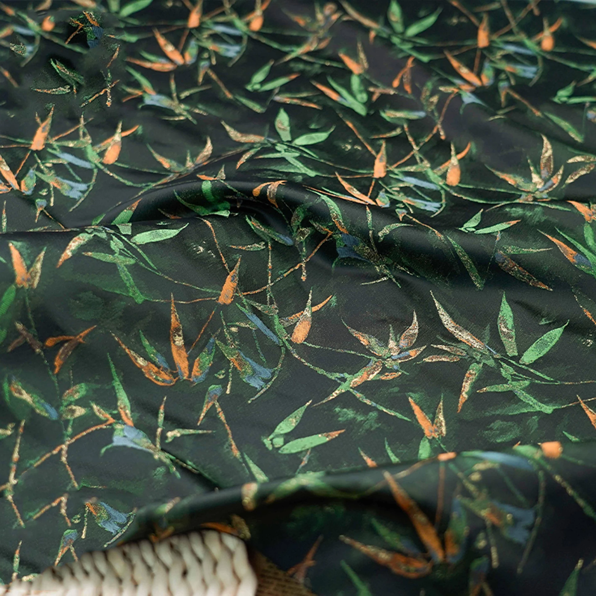 

Bamboo Leaf Brocade Jacquard Fabric Upholstery Sofa Fabric Curtains Dining Chair Cover Home Decoration Pillow Cushion Materials