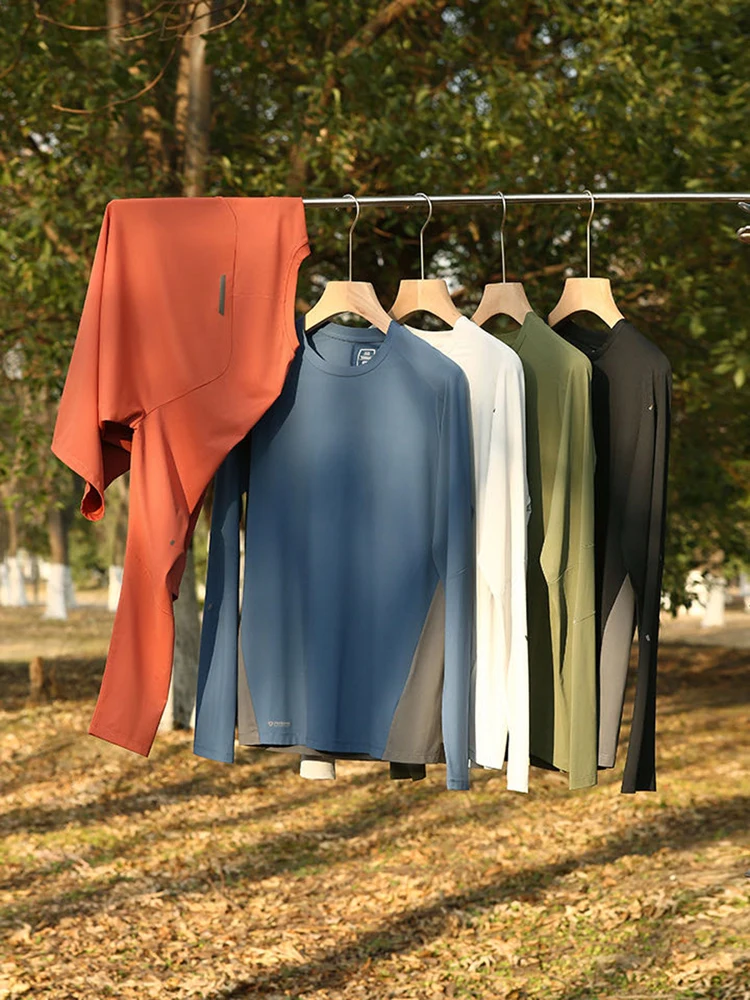 DRYTEC Cold Sensation Technology Men's Long Sleeve T-Shirt Quick Dry Outdoor Sports Base Shirt Couple Style Summer Fashion