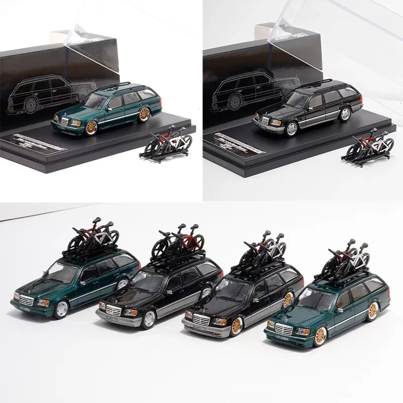 Diecast 1/64 Size Mercedes Benz S124 Model Auto Benz Fiets Legering Model Auto Collectie Display Hobby Originele Doos