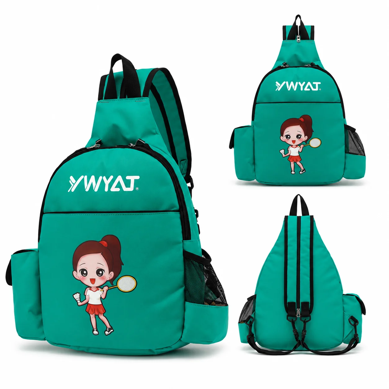 YWYAT Kids Badminton Racket Backpack 2 Racket Capacity Water-Repellent Sports Bag for Boys Girls Tennis Training Outdoor Travel