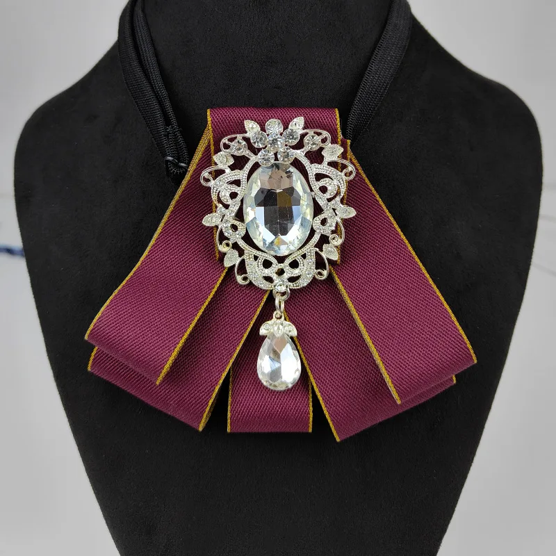 

Брошь с галстуком-бабочкой, оригинальные роскошные стразы, галстук-бабочка в стиле Лолиты, косплей, женское модное платье, рубашка, воротник, цветы, ювелирные изделия ручной работы