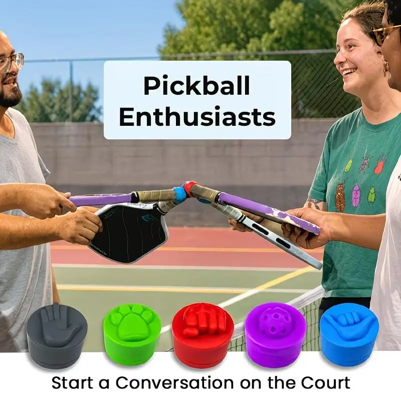 Pickleball Paddle Tail Silicone End Caps 5Pcs Reusable Universal Fit Wear-resistant Racket Protector Accessories for Players