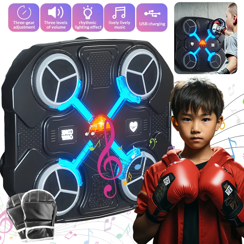 Nuova macchina da boxe musicale Smart Bluetooth Fitness Boxing Trainer Home Esercizio di risposta Allenamento Boxe Bersaglio da parete per bambini