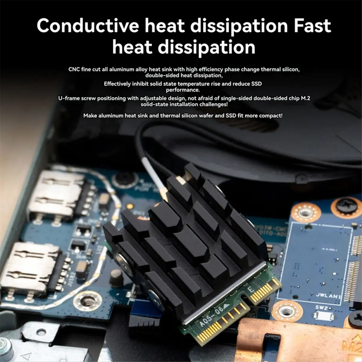 For Desktop Computer 2230 SSD Fan Heatsink M.2 2230 SSD Solid Disk Drive Radiators Fan SSD Heat Dissipation Pad