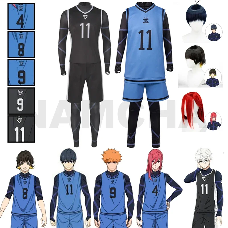 Blue Lock Anime Cosplay Costume Isagi Yoichi Nagi Chigiri Rensuke Kunigami Bachira Megur Jumpsuit Football Club Sportswear Wig