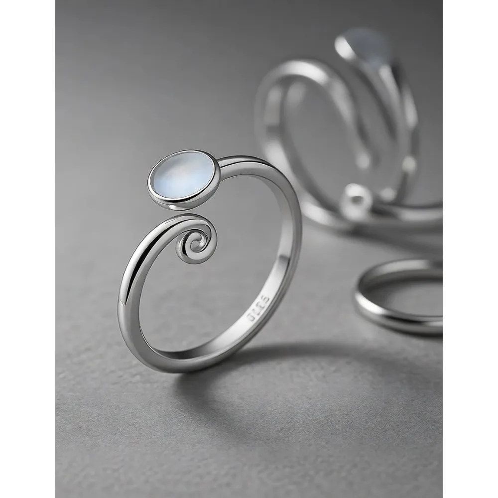 

Регулируемый набор колец для пальцев ног из стерлингового серебра с бирюзой и лунным камнем, пляжные украшения для женщин