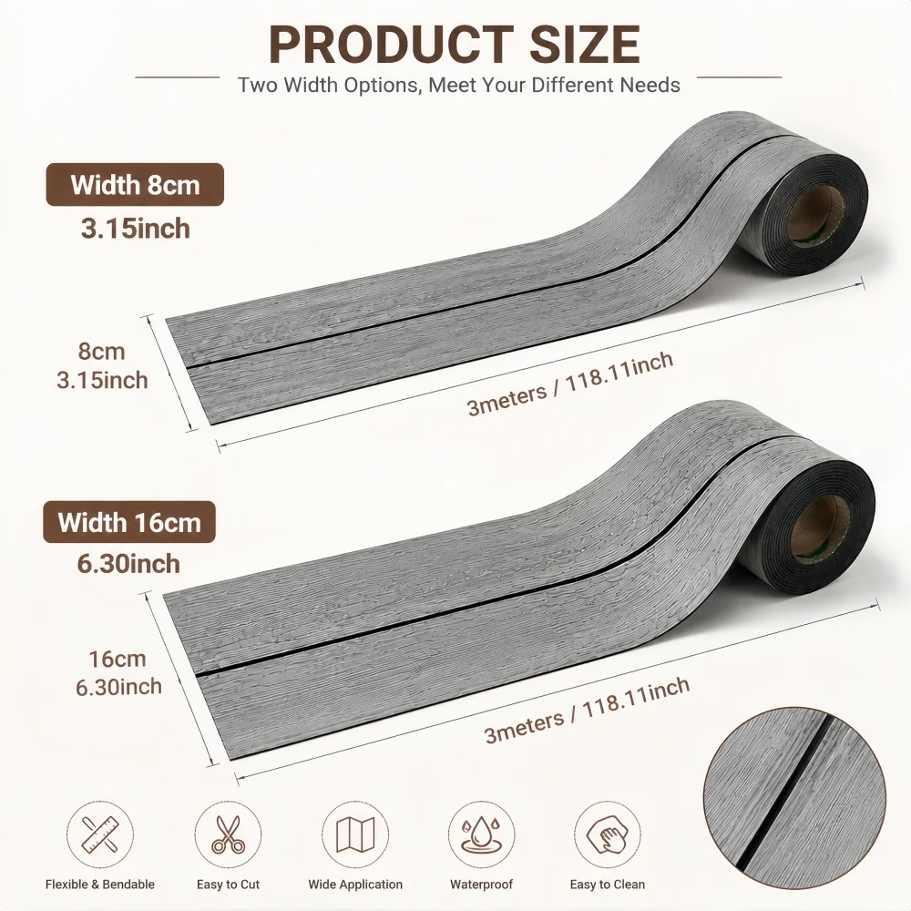 1 Roll Self-adhesive Corner Base Tape, 3D Peel-and-stick Wall Edge Trim, PVC Skirting Suitable for Wall Doorframe Window