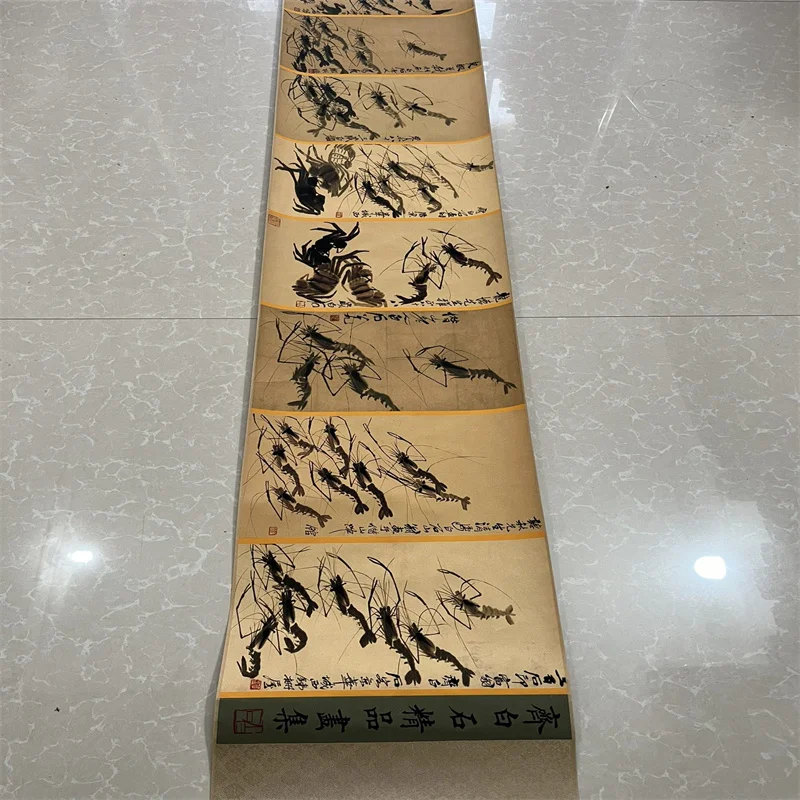 china-ancient-picture-paperqi-baishi's-fine-painting-collection-long-scroll-painting