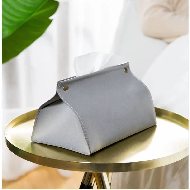 Tissue Bag PU Leather Napkin Holder Foldable Tissue Box Home Office Waterproof Dustproof Storage Sundries Ontaine European Style