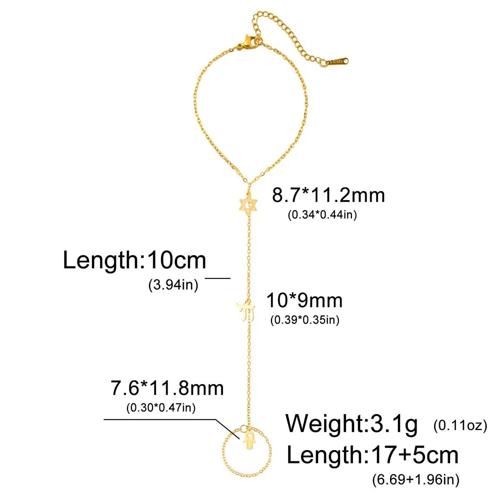 داوابارا نجمة داود وشاي سوار سلسلة اليد السداسية اليهودية حسن الحظ مجوهرات يهوديكا مجوهرات من صلب لا يصدأ