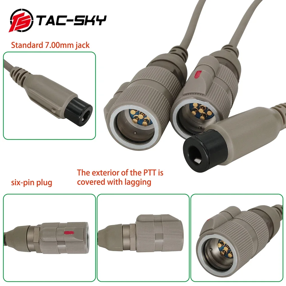 Adaptador TAC-SKY RAC, comunicación Dual táctica, PTT de 6 pines para PRC 148/152, Walkie Talkie, auriculares tácticos, auriculares de tiro COMTA