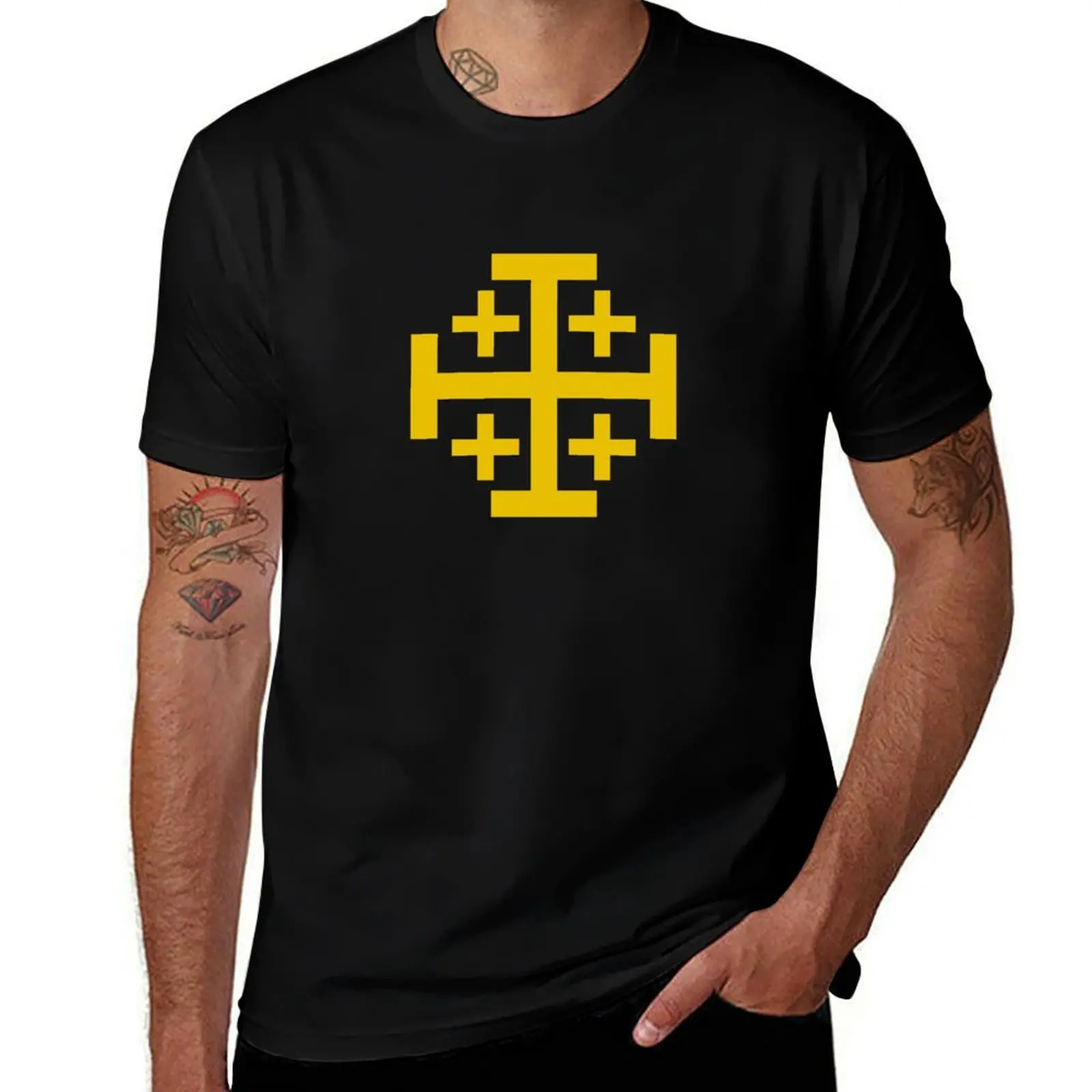 

cotton t shirt t Jerusalem for t man shirt T-Shirt summer shirts man man (golden) Cross men