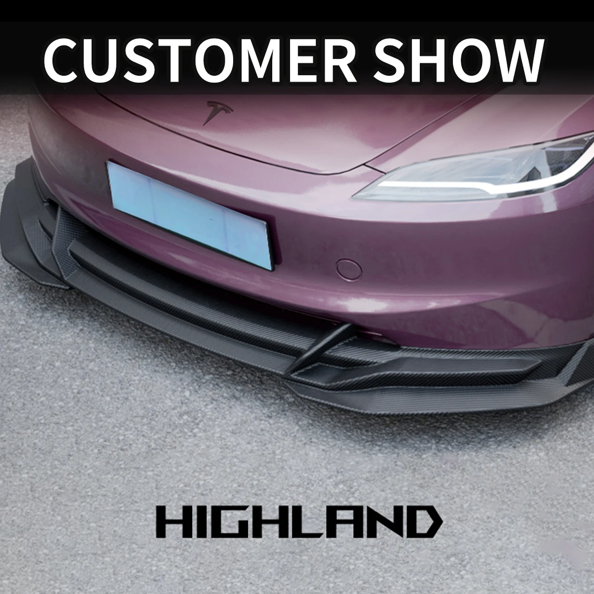 For Model 3 Highland 2024 Body Kit Sport Refresh Front Lip Bumper Side Lip Rear Spoiler Glossy Tuning aerodynamic kit