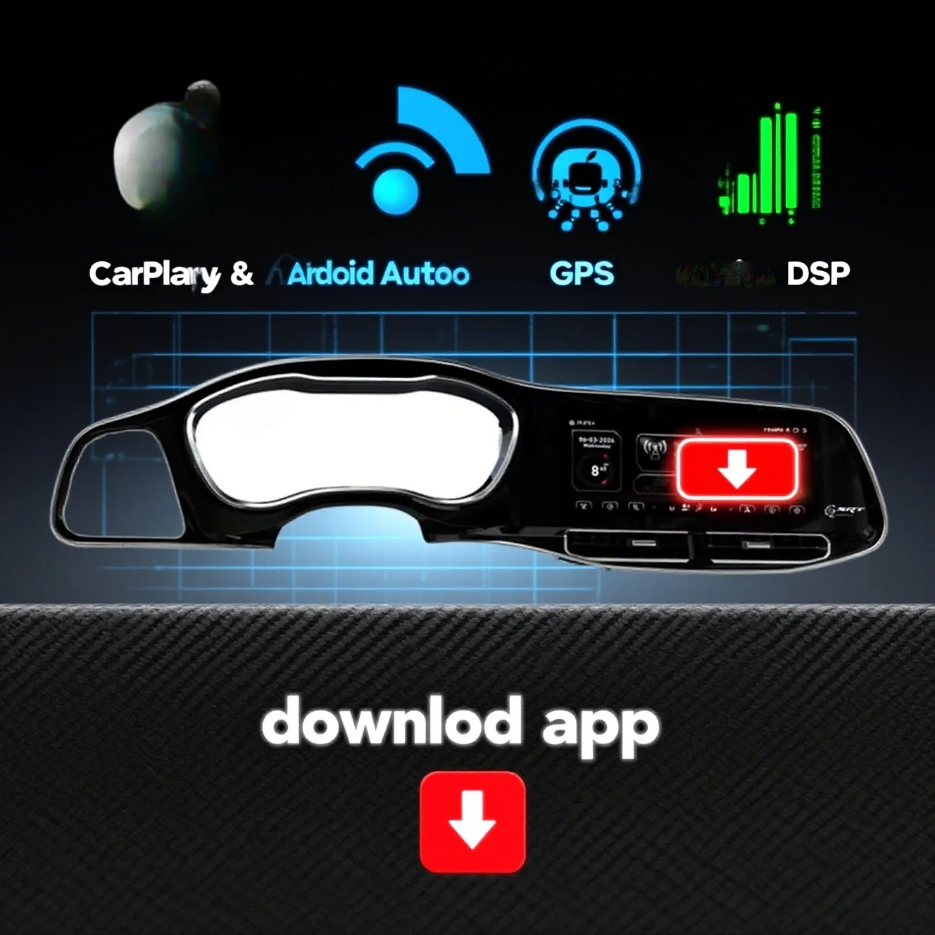 

CarPlay Android For Dodge Challenger Charger SRT Hellcat 2010-2024 Car Radio Multimedia Player Stereo GPS Navigation Head Unit