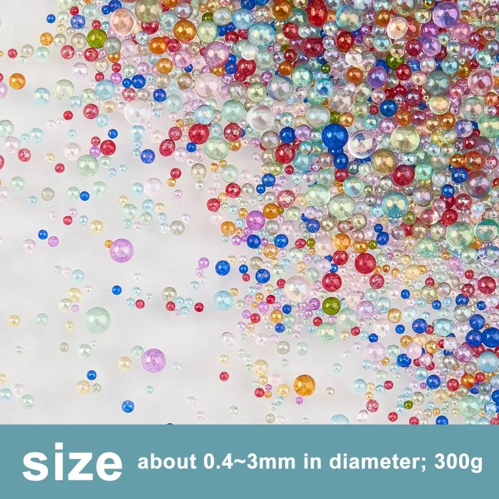 300g 0.4~3mm Colorful Glass Beads Micro Caviar Iridescent Water Droplets Beads Tiny Glass Beads for Resin Crafting
