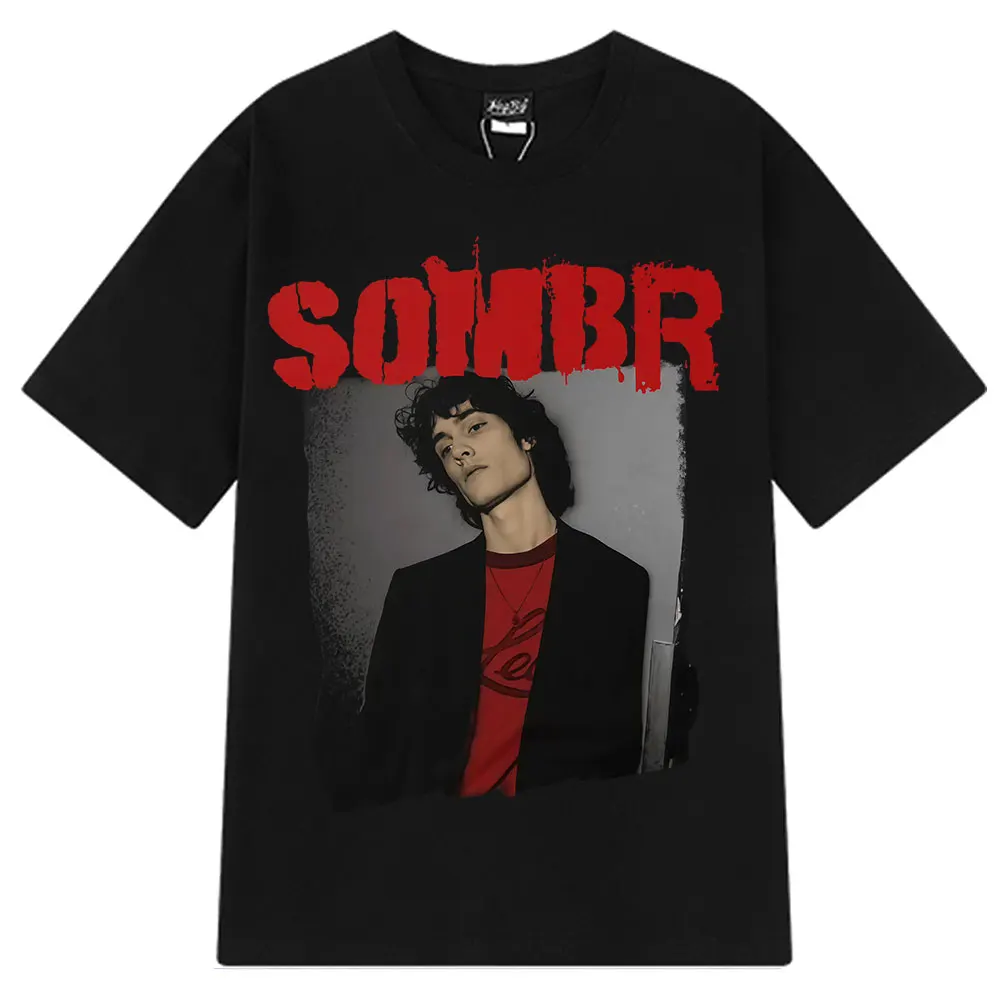 Singer SOMBR Classic Poster Print Fashion Vintage T-shirt Men Women Casual Cotton Round-neck T-shirt Hip-hop Harajukul T-shirts