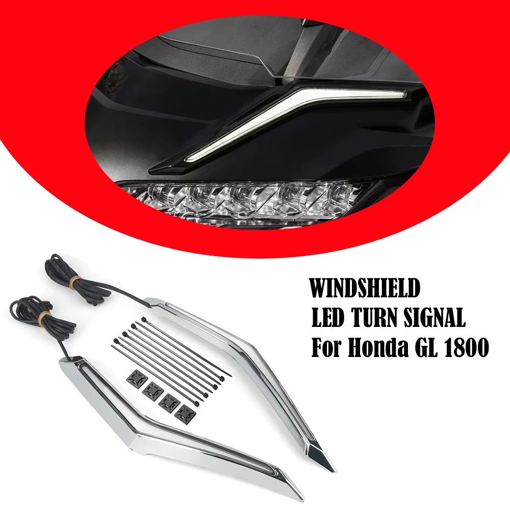 Motorcycle Strike Windshield Trim Lamp Turn Signal Brake LED Light For Honda Gold Wing GL 1800 GL1800 Tour DCT Airbag 2018-2023
