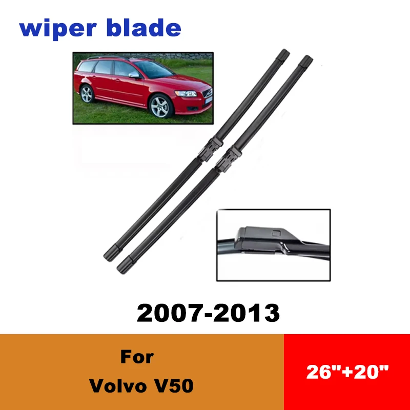

For Volvo V50 2007-2013 car front wiper blades silent wiper blades soft rubber windshield wipers accessories