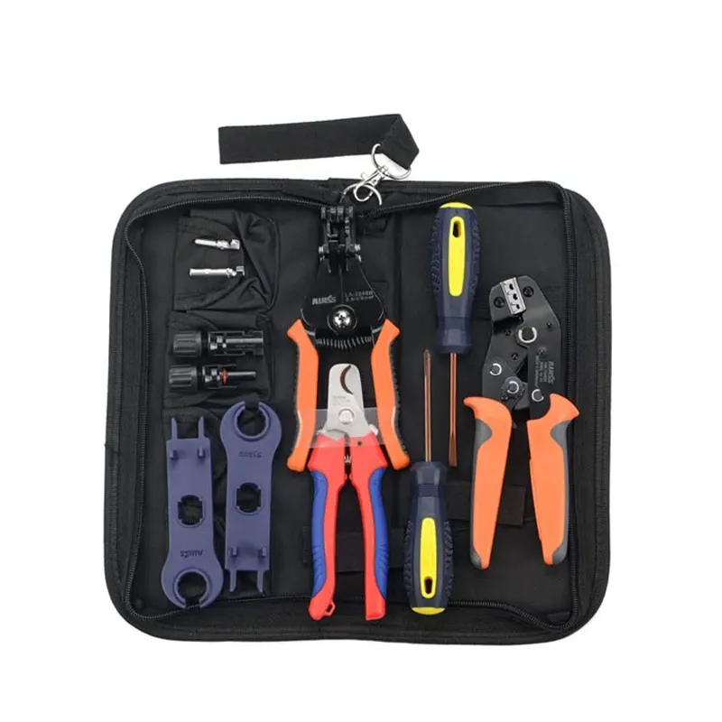 SN-2546B Solar PV Cable Crimping Tool Kit for 2.5/4/6mm² with Stripper Cutter, Solar Spanner, and Solar Connectors Crimper Tool