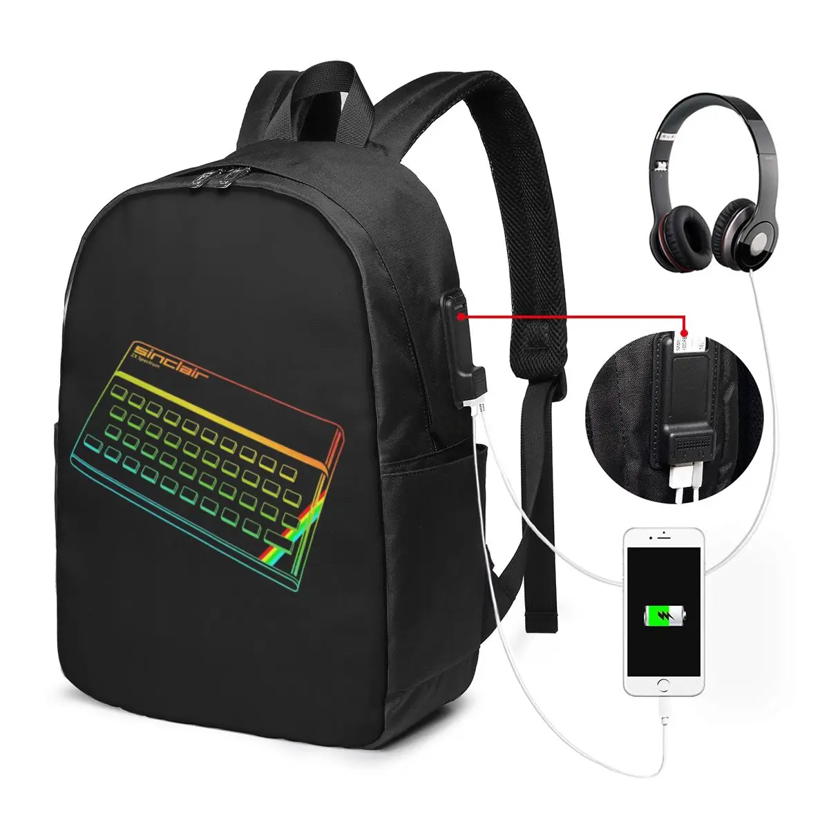 ZX Spectrum Backpack Travel Notebook Bag Computer College Student School Bag Laptop Shoulder Bags for Men Women