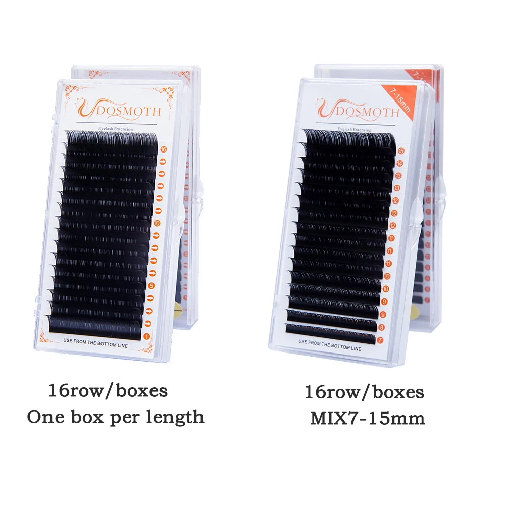 DOSMOTH 10 caixas 16 linhas 7-16mm extensões de cílios de vison supibra extensão de cílios postiços individuais cílios cosméticos