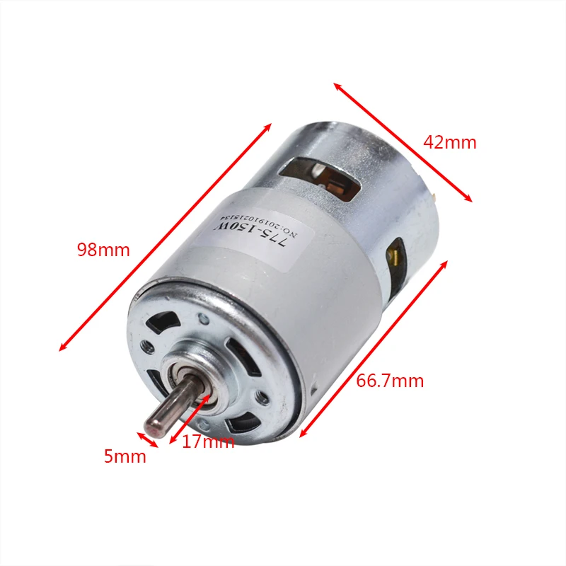 775 Motor DC 12V 24V 80/150/288W DC Motor Large Torque Low Noise Double Ball Bearing Spindle DC Motor Electronic Component Motor