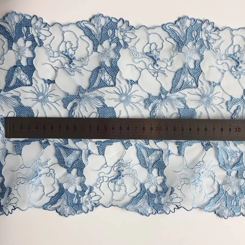 2 metri cielo blu ricamo floreale pizzo Trim per cucire Tulle maglia accessori Lingerie reggiseno vestito passamaneria tessuti