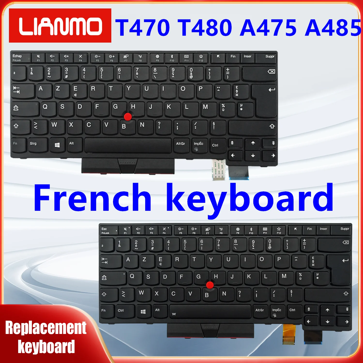 French Notebook Keyboard Suitable for Lenovo ThinkPad T470 T480 A475 A485 Backlit and Without Backlit